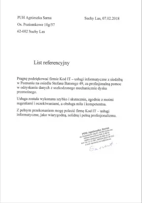 ... profesjonalną pomoc w odzyskaniu danych z uszkodzonego mechanicznie dysku przenośnego.